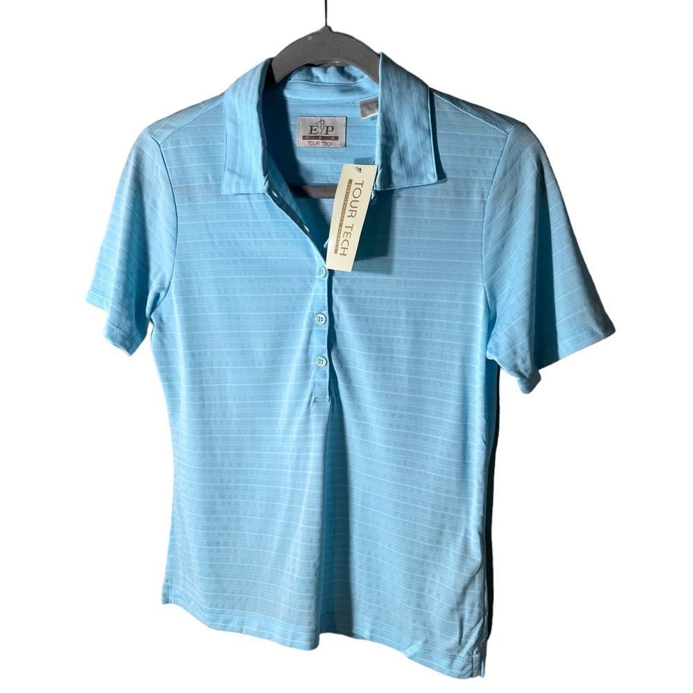 EP Pro Tour Tech Performance Fabric Short Sleeve Polo Size Small Ice Blue
